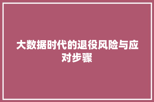 大数据时代的退役风险与应对步骤