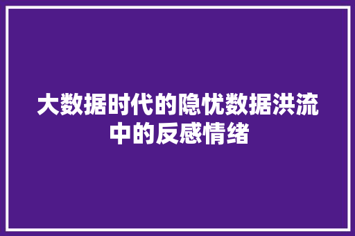 大数据时代的隐忧数据洪流中的反感情绪
