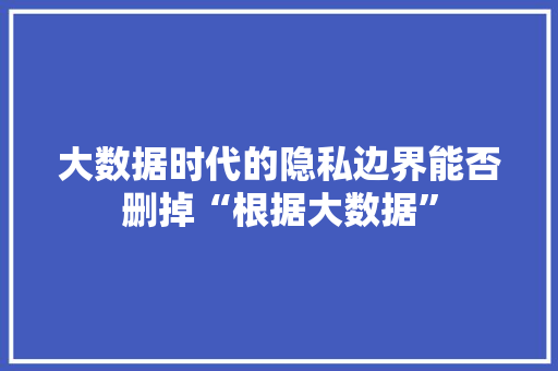 大数据时代的隐私边界能否删掉“根据大数据”