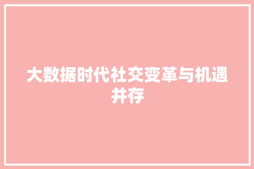 大数据时代社交变革与机遇并存