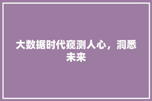大数据时代窥测人心，洞悉未来
