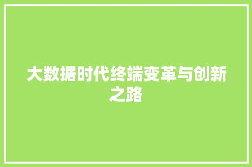 大数据时代终端变革与创新之路