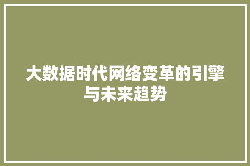 大数据时代网络变革的引擎与未来趋势