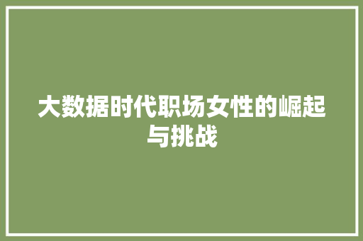 大数据时代职场女性的崛起与挑战