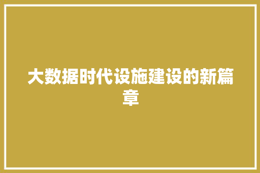 大数据时代设施建设的新篇章 友链在线