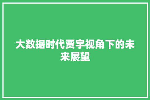 大数据时代贾宇视角下的未来展望
