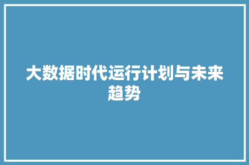 大数据时代运行计划与未来趋势 友链在线