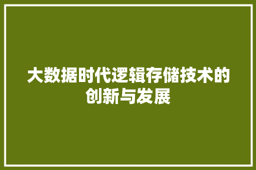 大数据时代逻辑存储技术的创新与发展