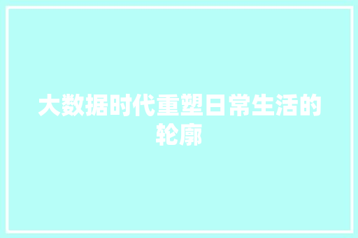 大数据时代重塑日常生活的轮廓