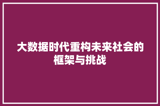 大数据时代重构未来社会的框架与挑战