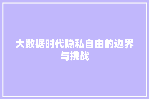 大数据时代隐私自由的边界与挑战