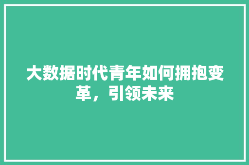 大数据时代青年如何拥抱变革，引领未来