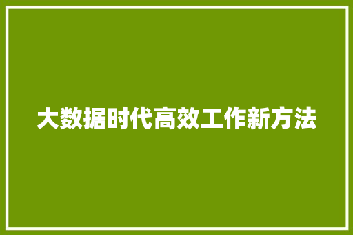 大数据时代高效工作新方法