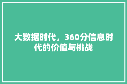 大数据时代，360分信息时代的价值与挑战