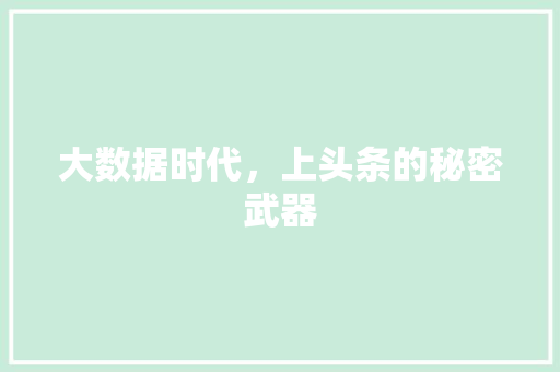 大数据时代，上头条的秘密武器