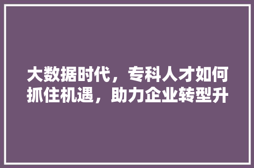 大数据时代，专科人才如何抓住机遇，助力企业转型升级