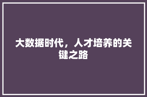 大数据时代，人才培养的关键之路