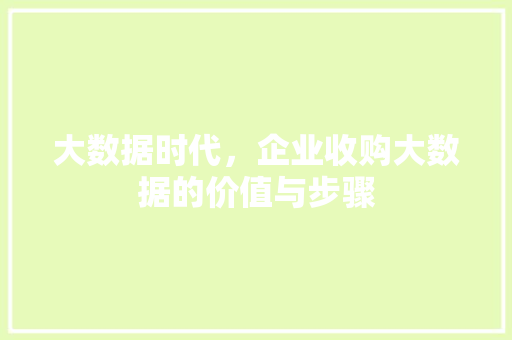 大数据时代，企业收购大数据的价值与步骤 服务器/数据库