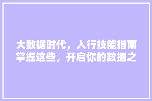 大数据时代，入行技能指南掌握这些，开启你的数据之旅