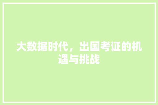 大数据时代，出国考证的机遇与挑战