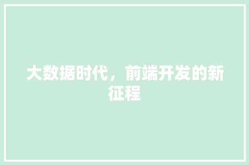 大数据时代，前端开发的新征程