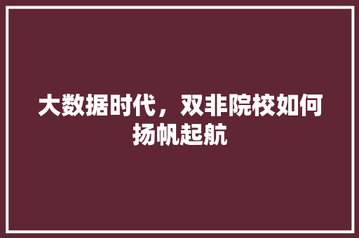大数据时代，双非院校如何扬帆起航