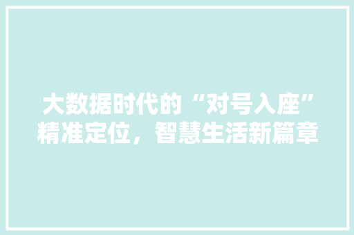 大数据时代的“对号入座”精准定位，智慧生活新篇章
