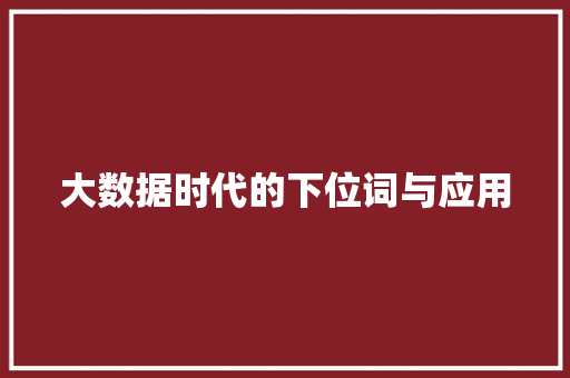 大数据时代的下位词与应用