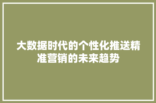 大数据时代的个性化推送精准营销的未来趋势