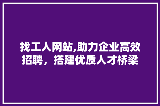 找工人网站,助力企业高效招聘，搭建优质人才桥梁