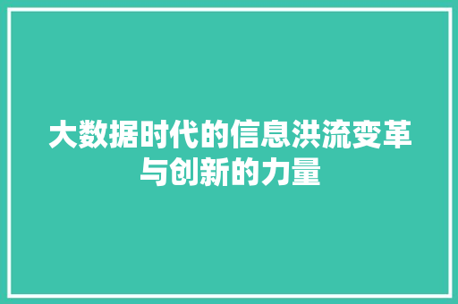 大数据时代的信息洪流变革与创新的力量