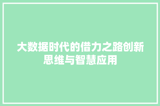 大数据时代的借力之路创新思维与智慧应用