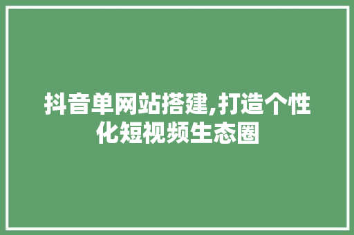 抖音单网站搭建,打造个性化短视频生态圈