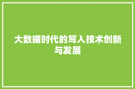 大数据时代的写入技术创新与发展 友链在线