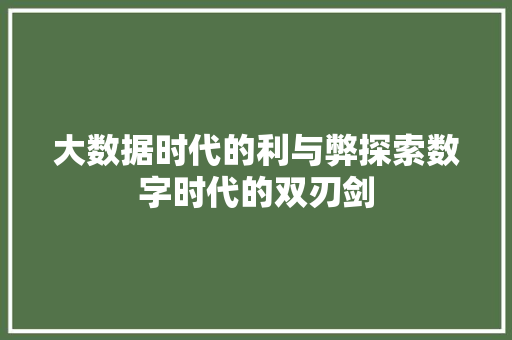 大数据时代的利与弊探索数字时代的双刃剑