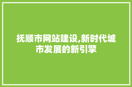 抚顺市网站建设,新时代城市发展的新引擎