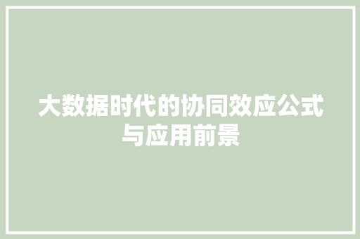 大数据时代的协同效应公式与应用前景