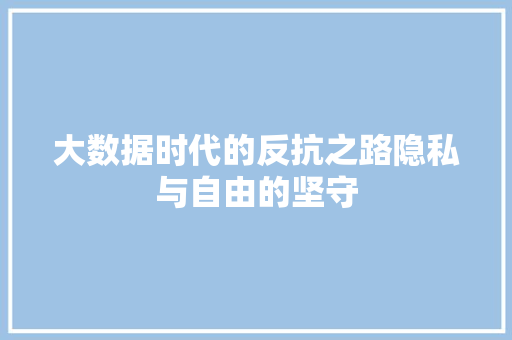 大数据时代的反抗之路隐私与自由的坚守