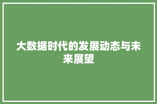 大数据时代的发展动态与未来展望