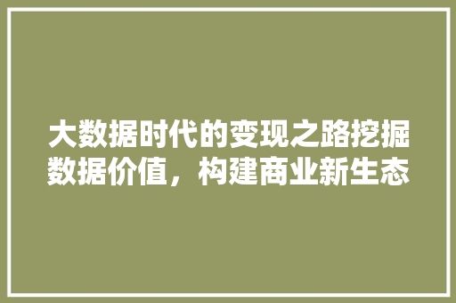 大数据时代的变现之路挖掘数据价值，构建商业新生态