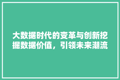 大数据时代的变革与创新挖掘数据价值，引领未来潮流