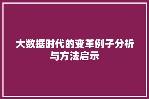 大数据时代的变革例子分析与方法启示