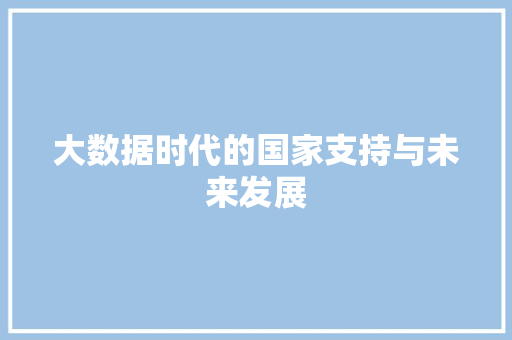 大数据时代的国家支持与未来发展