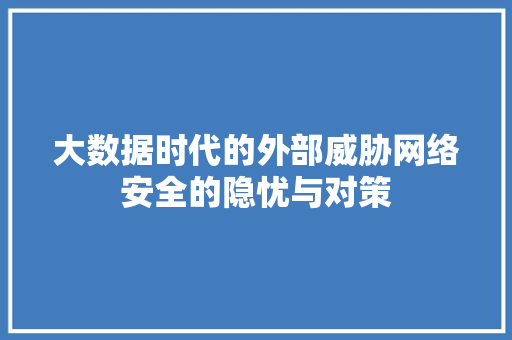 大数据时代的外部威胁网络安全的隐忧与对策