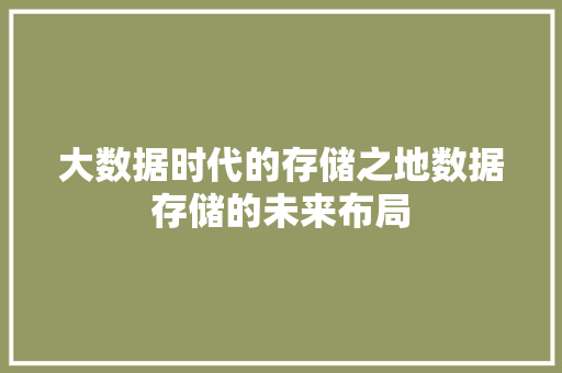 大数据时代的存储之地数据存储的未来布局