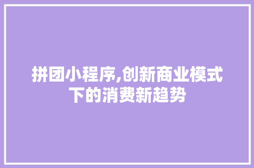拼团小程序,创新商业模式下的消费新趋势