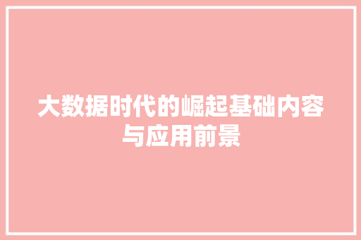 大数据时代的崛起基础内容与应用前景