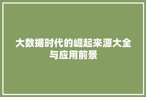 大数据时代的崛起来源大全与应用前景