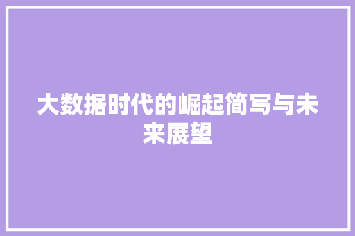 大数据时代的崛起简写与未来展望 大数据时代的崛起简写与未来展望