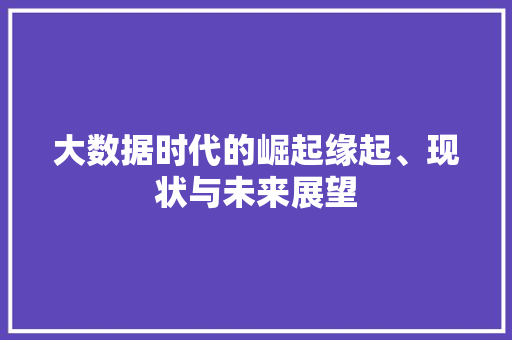 大数据时代的崛起缘起、现状与未来展望 大数据时代的崛起缘起、现状与未来展望